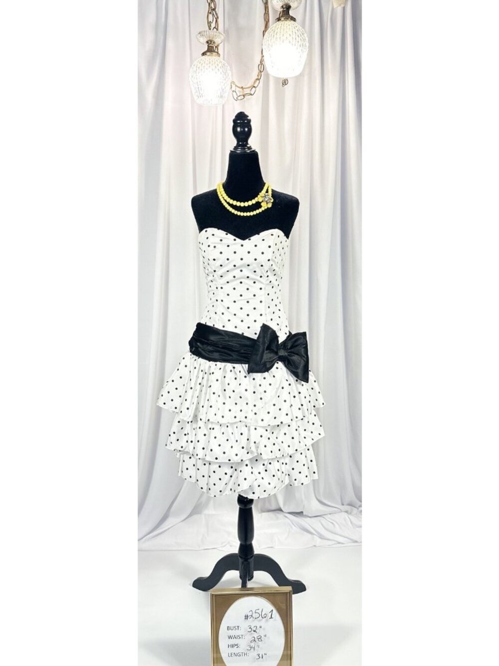 Iconic Vintage 1980’s Polka dot Sweetheart Ruffled Cocktail Party Prom Dress